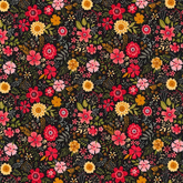 Tissu à petites fleurs Rose & Hubble au mètre/demi-mètre/gros quart de tissu 100 % popeline de coton ivoire/noir pour le matelassage et la confection de vêtements (CP0728)